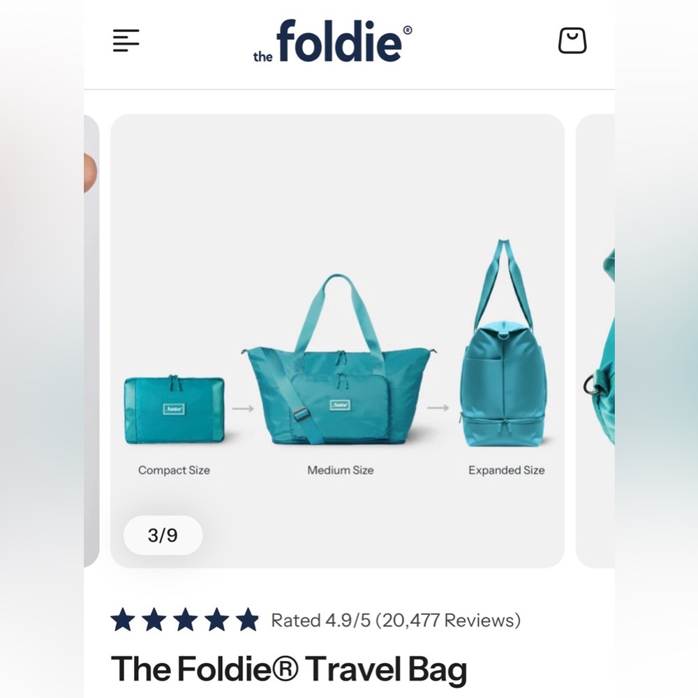 New never used Foldie travel bag teal - Picture 6 of 14